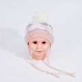 Chapeau tricoté pour enfants avec motif de jacquard flocon de neige